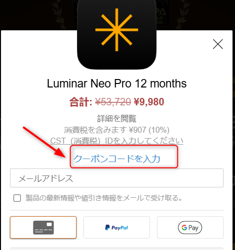 Luminar Neoクーポン使い方2