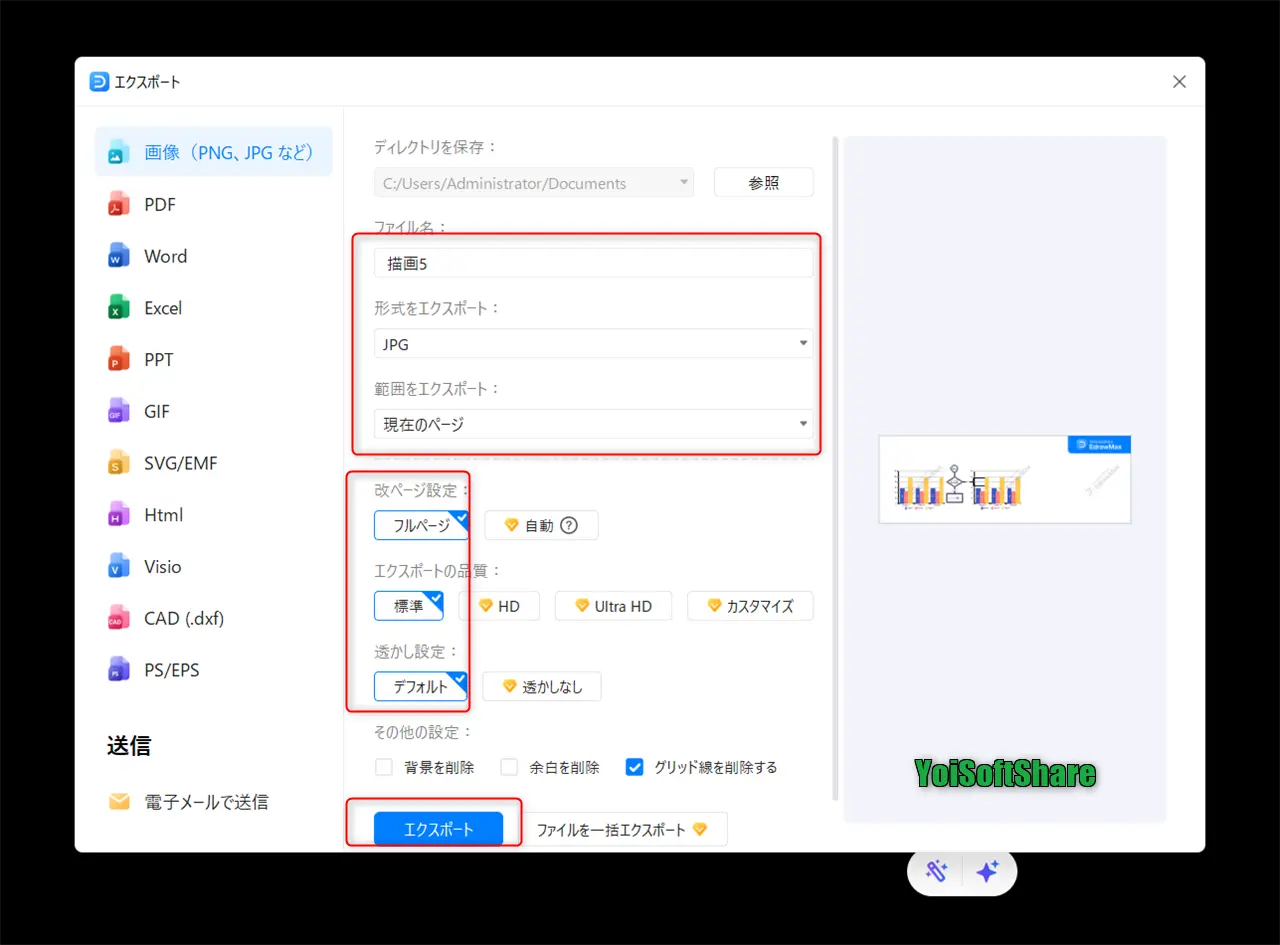 EdrawMaxで図をエクスポート
